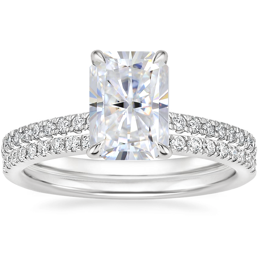 18K White Gold Petite Demi Diamond Ring with Ballad Diamond Ring