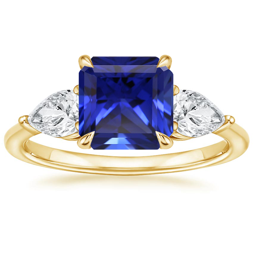 18K Yellow Gold Luxe Opera Three Stone Diamond Ring, large top view