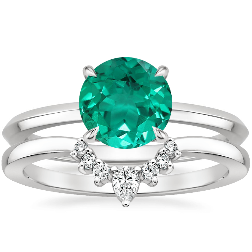 18K White Gold Hazel Ring with Lunette Diamond Ring