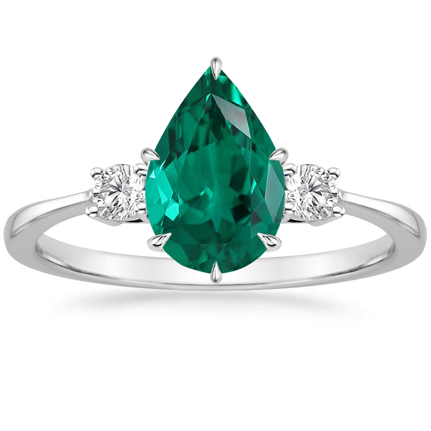 Platinum Petite Selene Three Stone Diamond Ring (1/10 ct. tw.), large top view