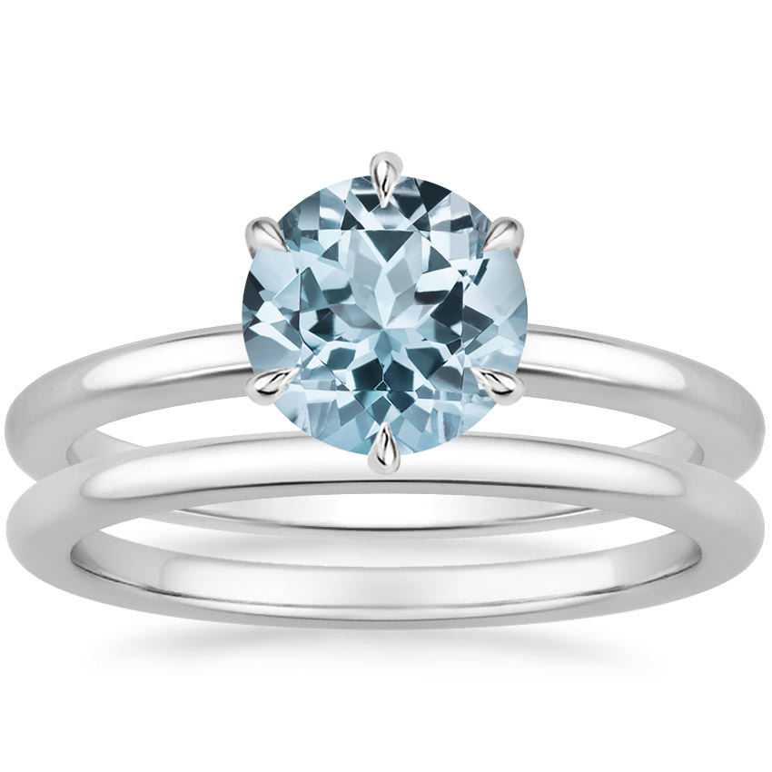 18KW Aquamarine Esme Bridal Set, top view