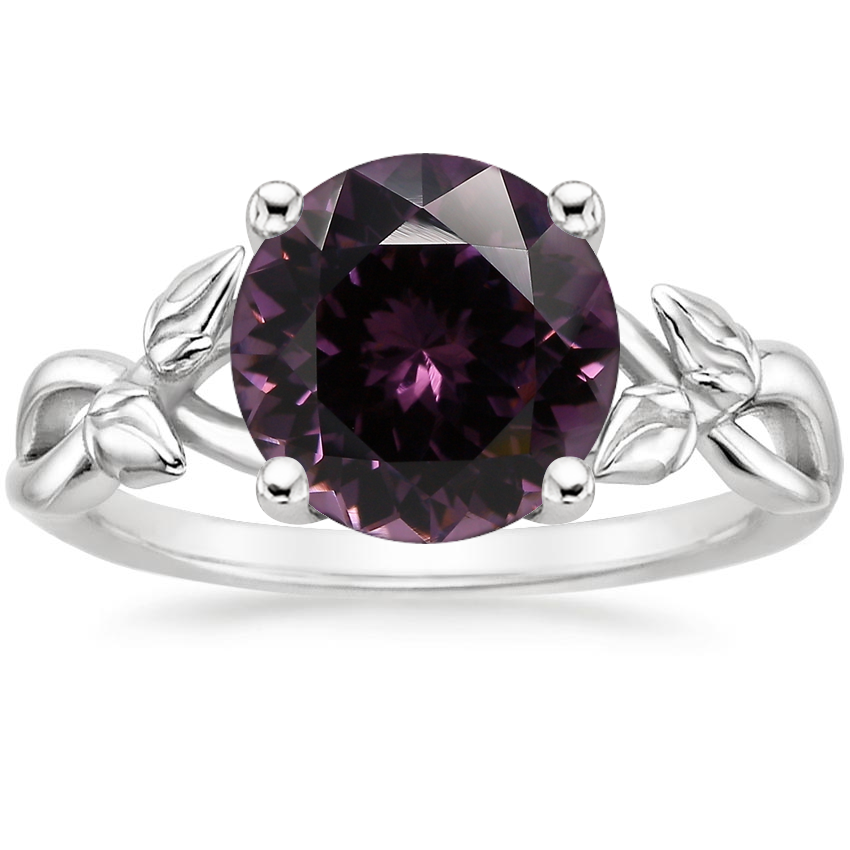 18K White Gold Budding Willow Solitaire Ring, large top view