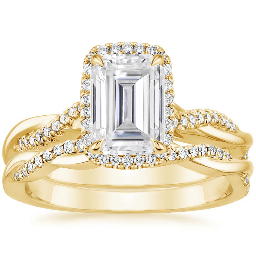 18KY Moissanite Petite Twisted Vine Halo Diamond Bridal Set (1/3 ct. tw.), top view