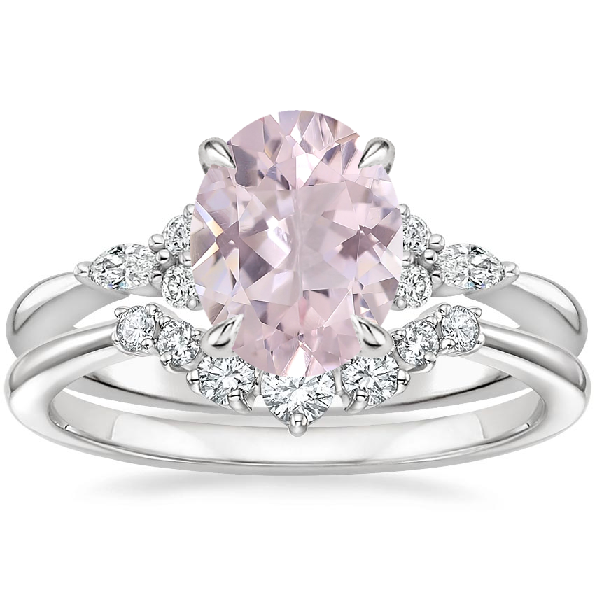 Platinum Nadia Diamond Ring with Aria Contoured Diamond Ring