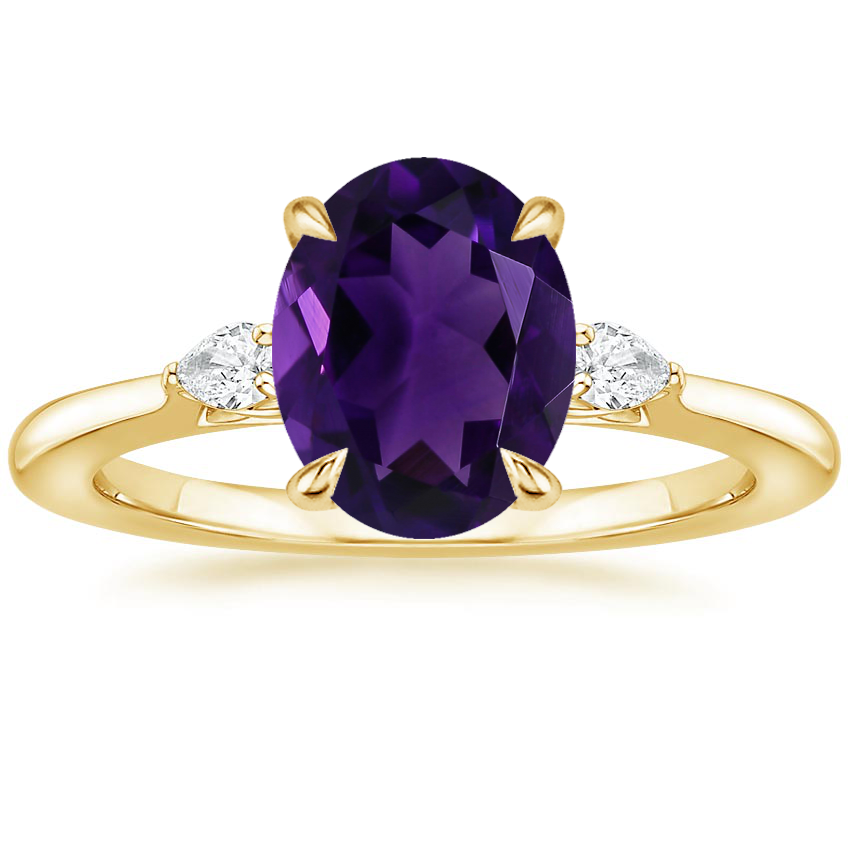 18K Yellow Gold Aria Perfect Fit Three Stone Diamond Ring, large top view