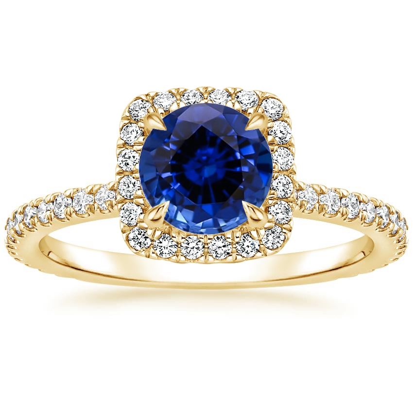Lab Created Sapphire Giselle Diamond Ring (1/2 ct. tw.) in 18K Yellow Gold