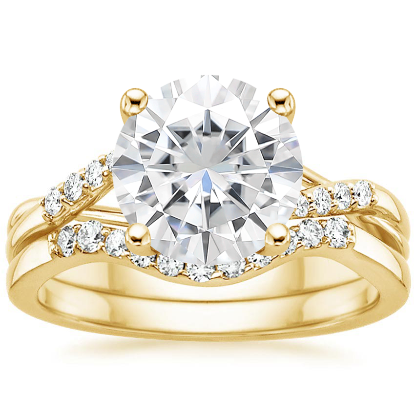 18KY Moissanite Chamise Diamond Bridal Set, top view