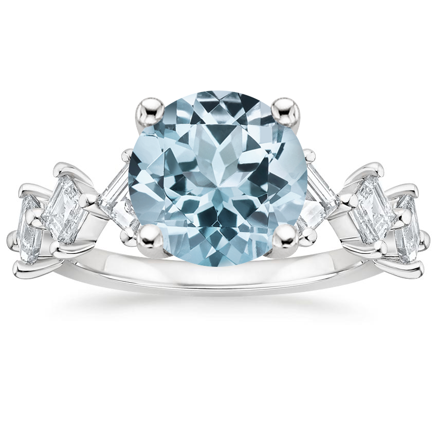 Aquamarine Plaza Diamond Ring in 18K White Gold