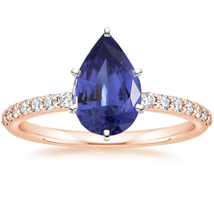 14K Rose Gold Petite Shared Prong Half Coverage Diamond Ring, large top view