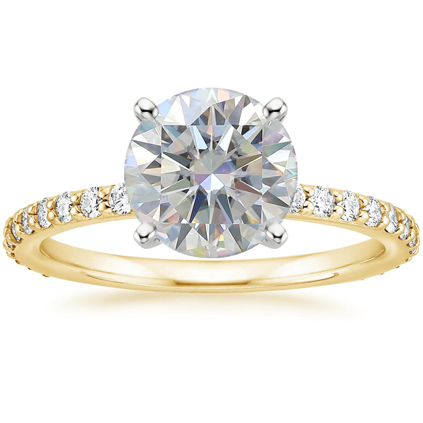 18K Yellow Gold Petite Shared Prong Three-Quarter Coverage Diamond Ring (1/3 ct. tw.), large top view