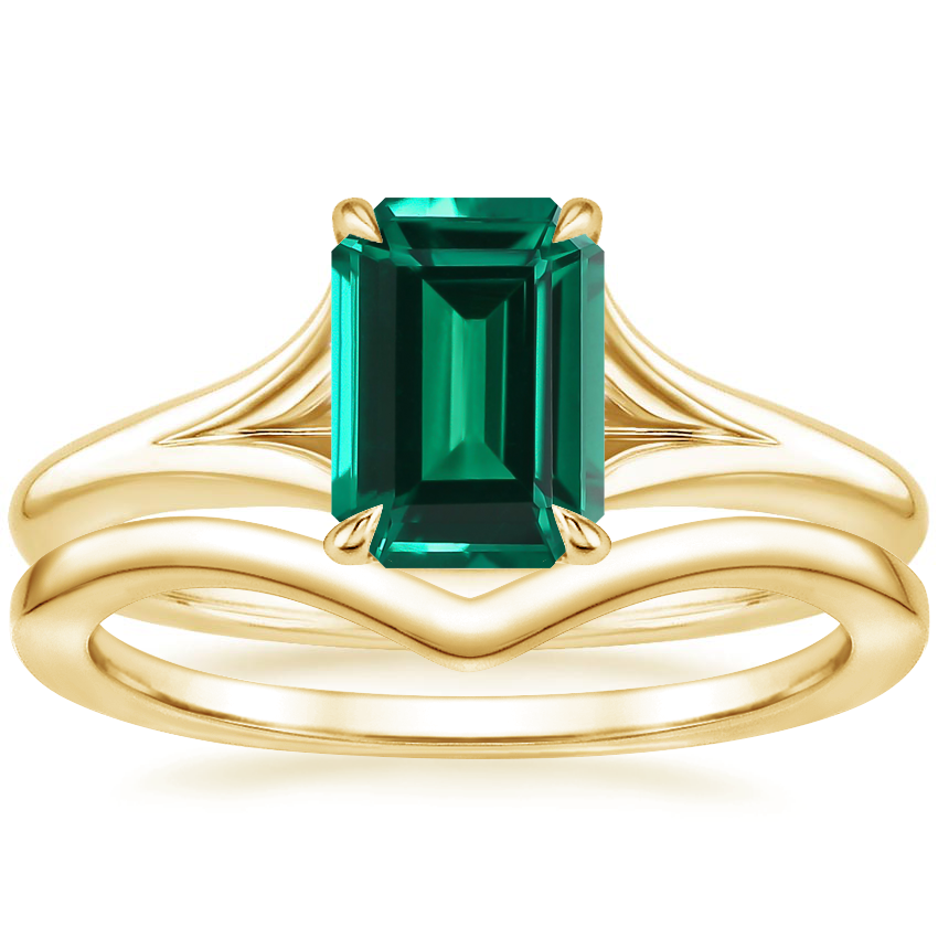 18K Yellow Gold Reverie Ring with Chevron Ring