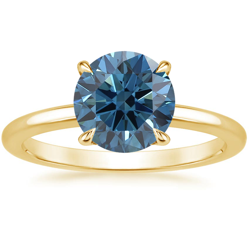 18K Yellow Gold Elodie 1.8mm Solitaire Ring, large top view