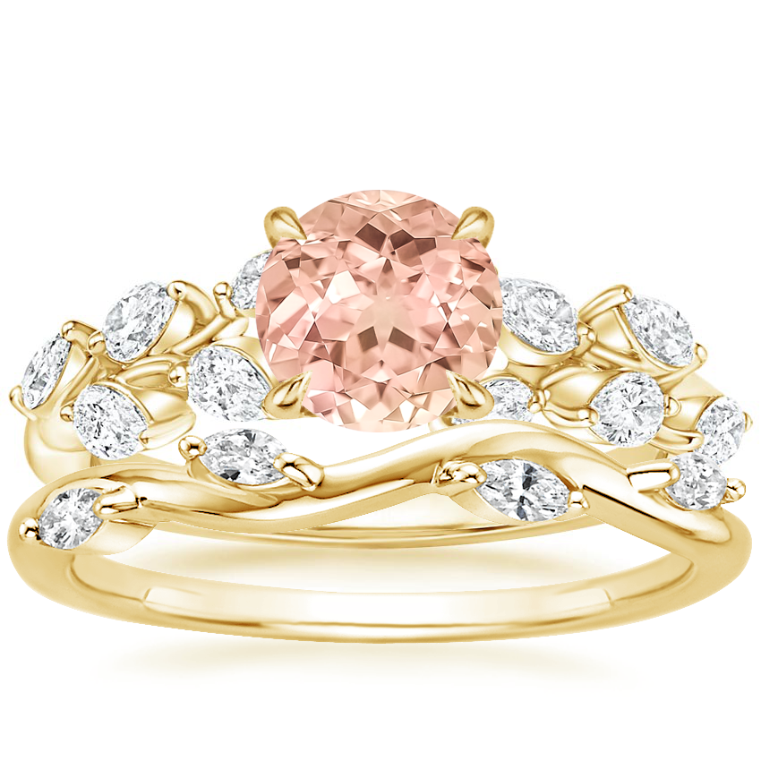 18K Yellow Gold Amaranta Diamond Ring (1/2 ct. tw.) with Winding Willow Diamond Ring