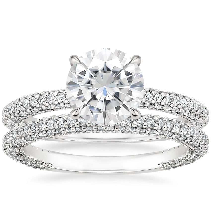 18KW Moissanite Luxe Valencia Diamond Bridal Set, top view