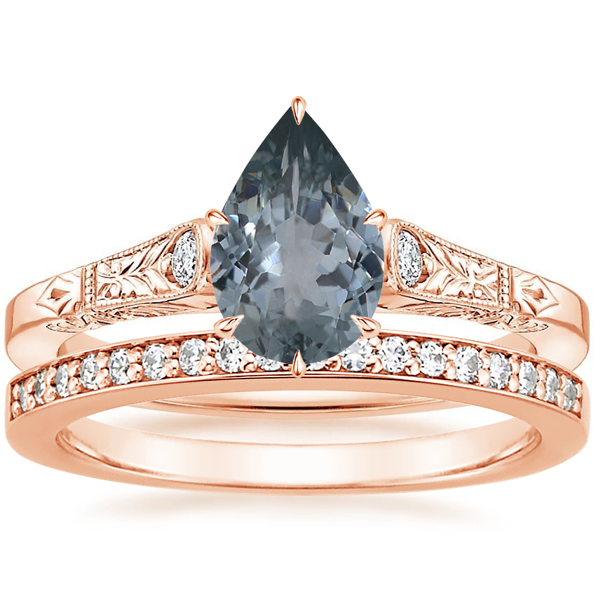 14K Rose Gold Valentina Diamond Ring with Starlight Diamond Ring (1/8 ct. tw.)