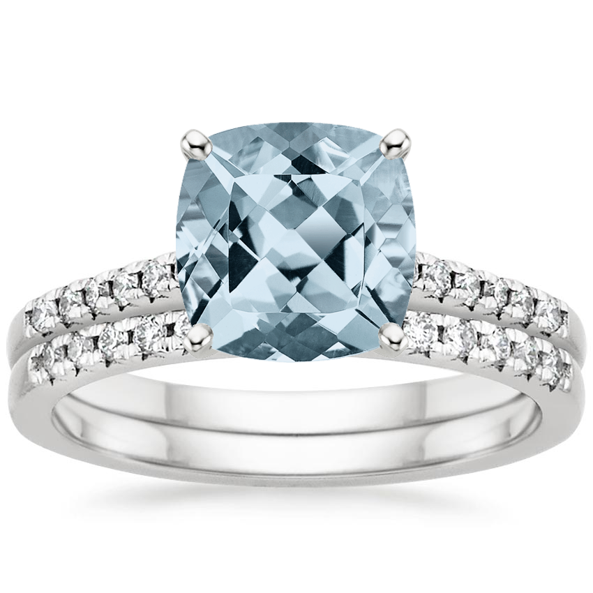 PT Aquamarine Sonora Diamond Bridal Set (1/4 ct. tw.), top view