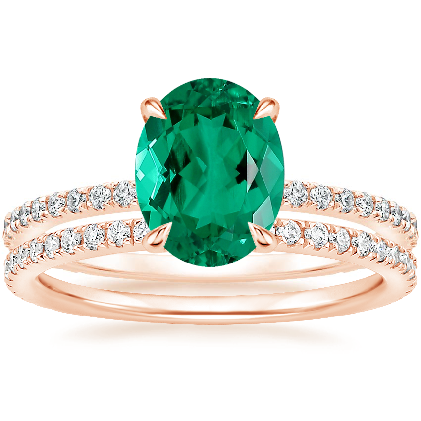 14K Rose Gold Demi Diamond Ring with Luxe Ballad Diamond Ring