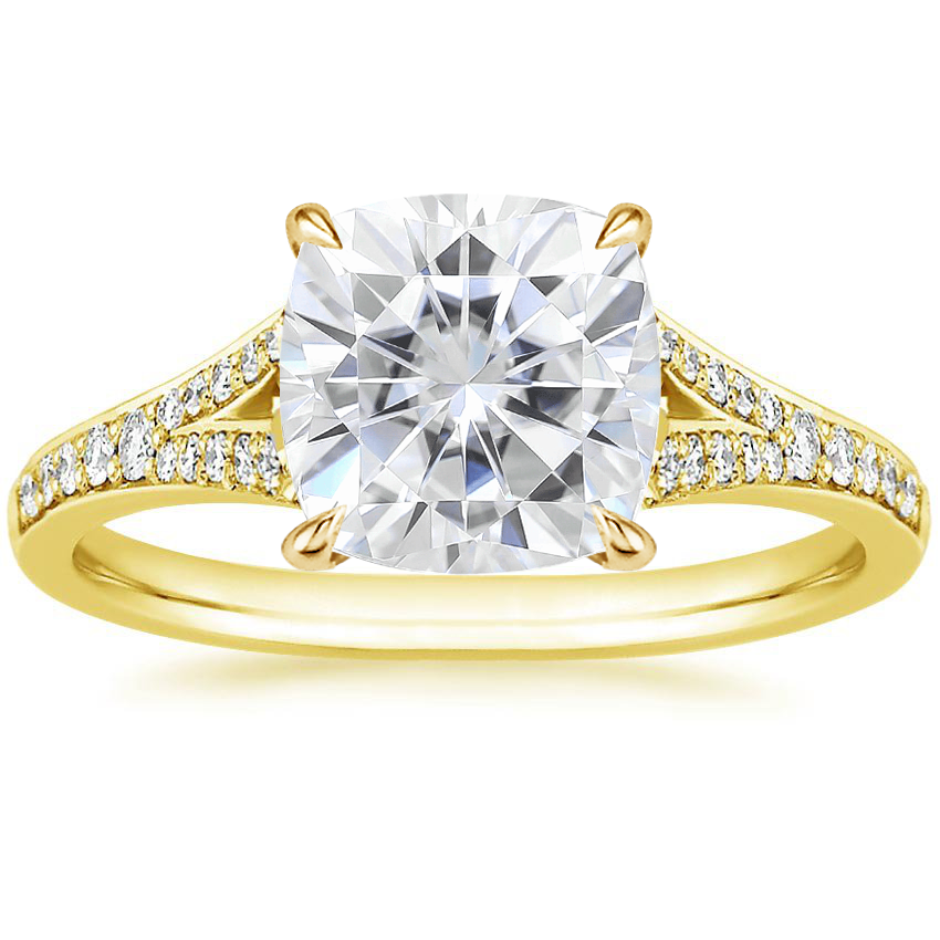 Yellow Gold Moissanite Duet Diamond Ring