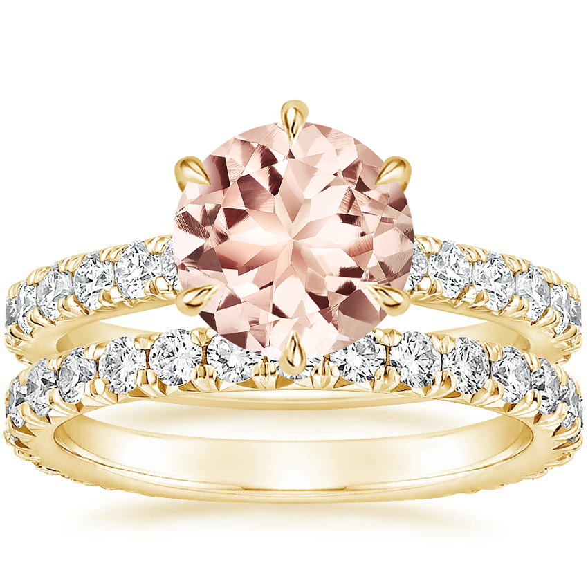 18KY Morganite Luxe Sienna Diamond Bridal Set (1 1/8 ct. tw.), top view