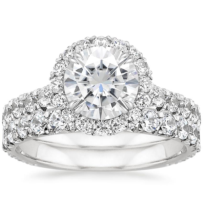 18KW Moissanite Luxe Sienna Halo Diamond Bridal Set (1 3/8 ct. tw.), top view