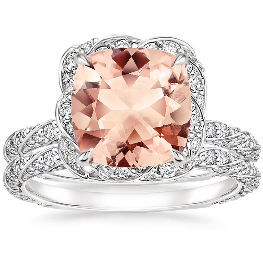 18KW Morganite Nova Diamond Bridal Set (3/4 ct. tw.), top view