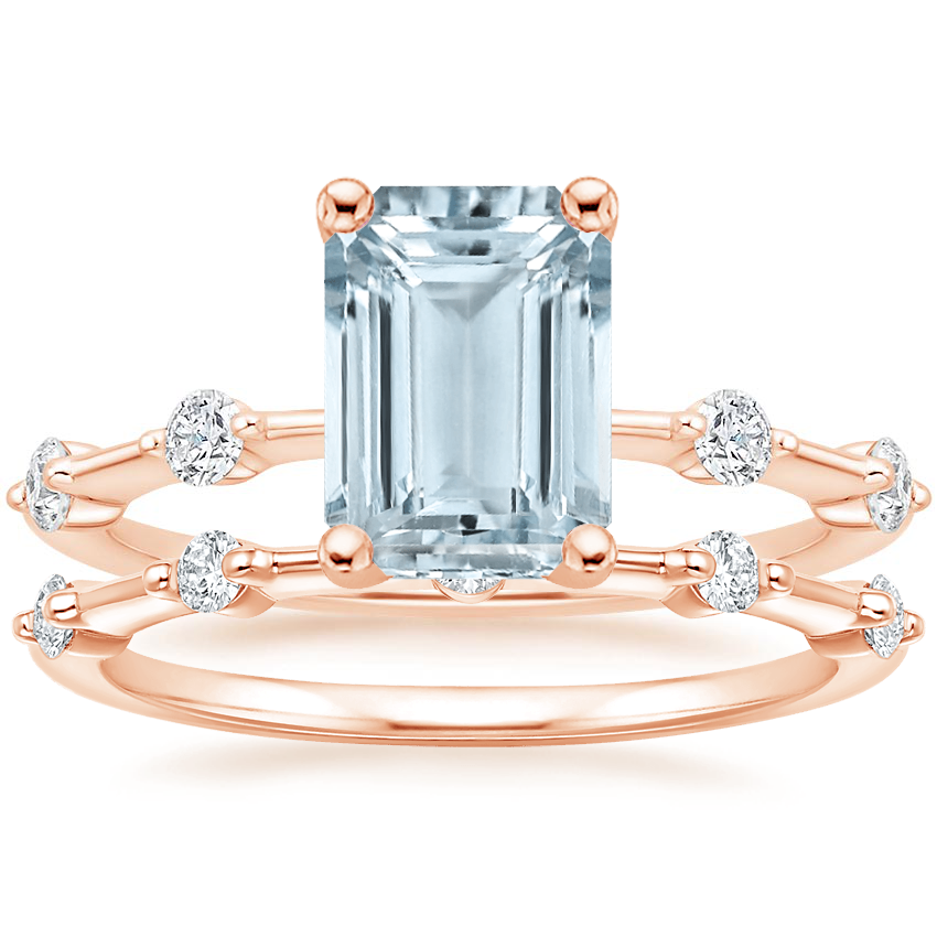 14KR Aquamarine Aimee Diamond Bridal Set, top view