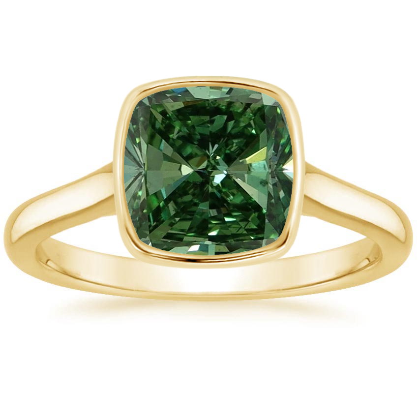 18K Yellow Gold Luna 2mm Bezel Ring, large top view