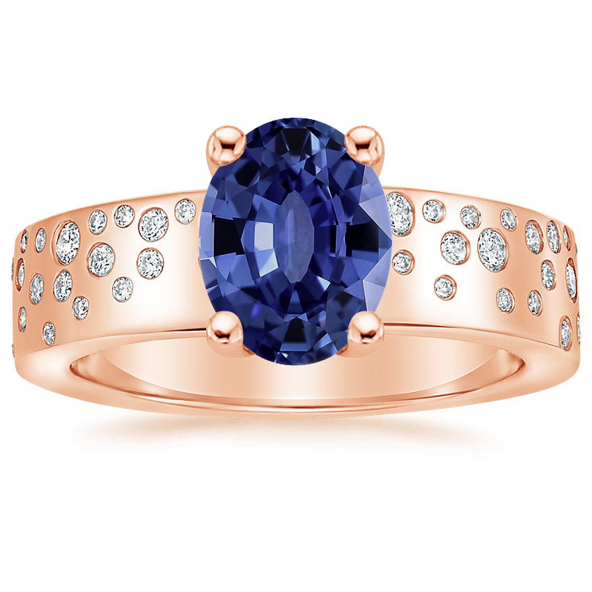 Rose Gold Sapphire Cascade Diamond Ring