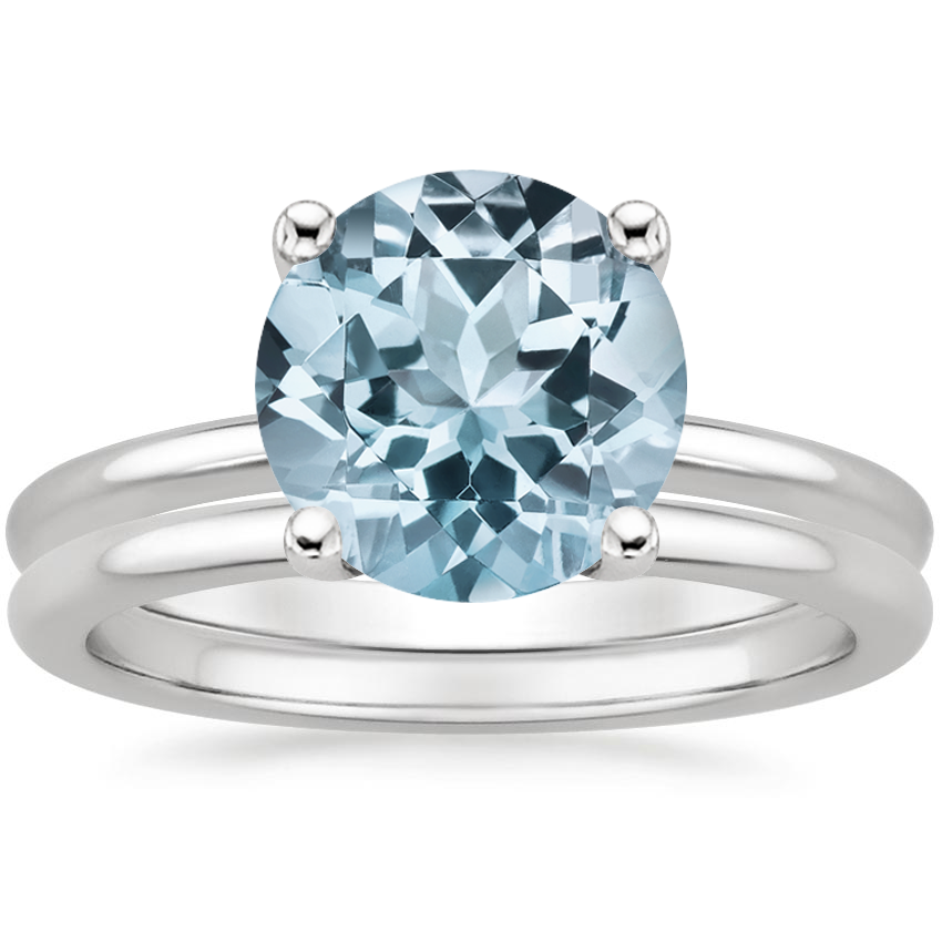 18KW Aquamarine Perfect Fit Bridal Set, top view