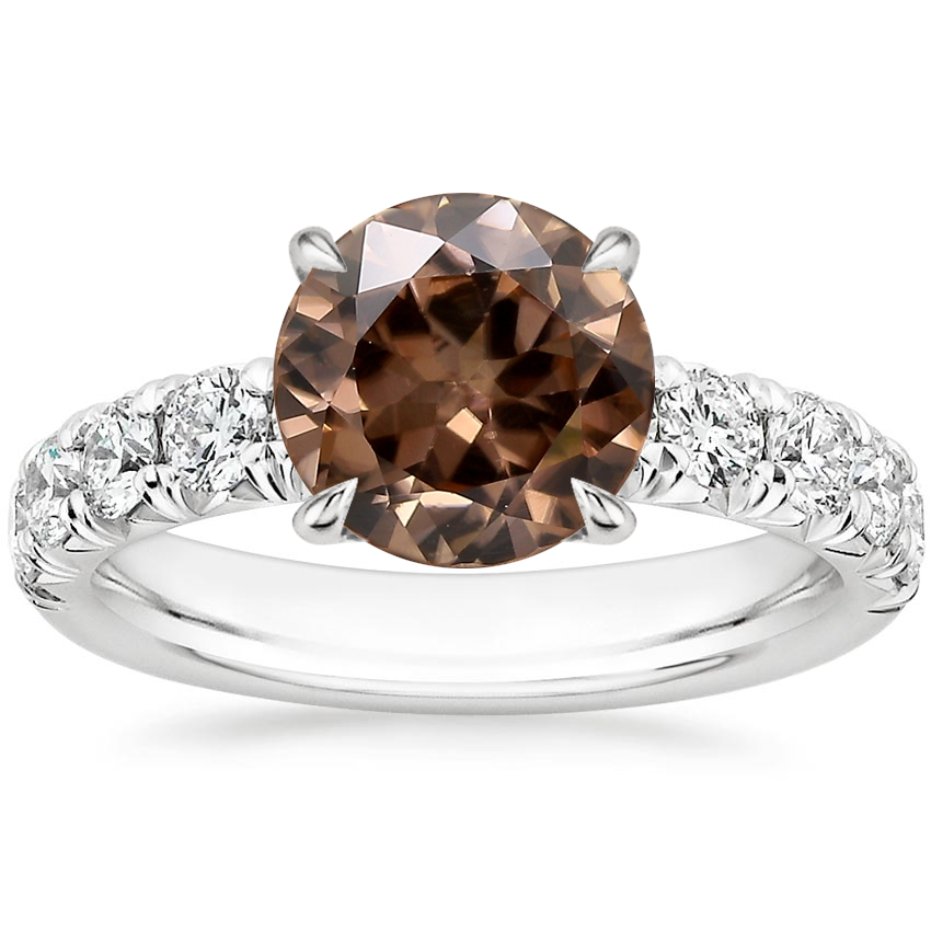 18K White Gold Ellora Half Coverage Diamond Ring, large top view