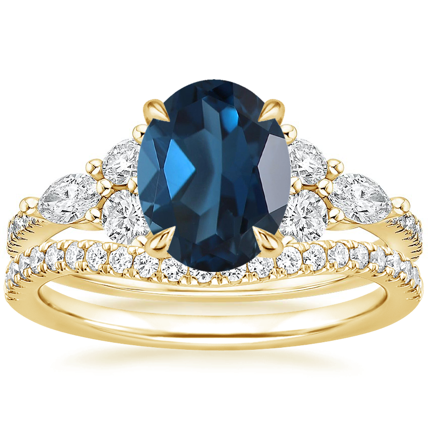 18K Yellow Gold Luxe Nadia Diamond Ring (1/2 ct. tw.) with Curved Ballad Diamond Ring (1/6 ct. tw.)