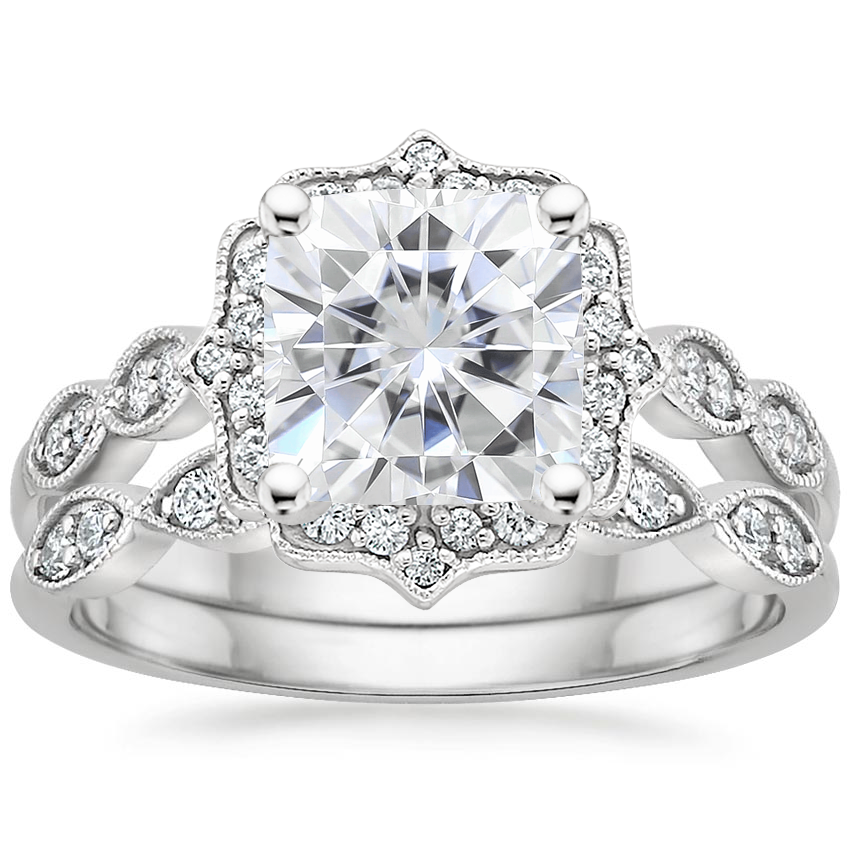 PT Moissanite Cadenza Halo Diamond Bridal Set (1/4 ct. tw.), top view