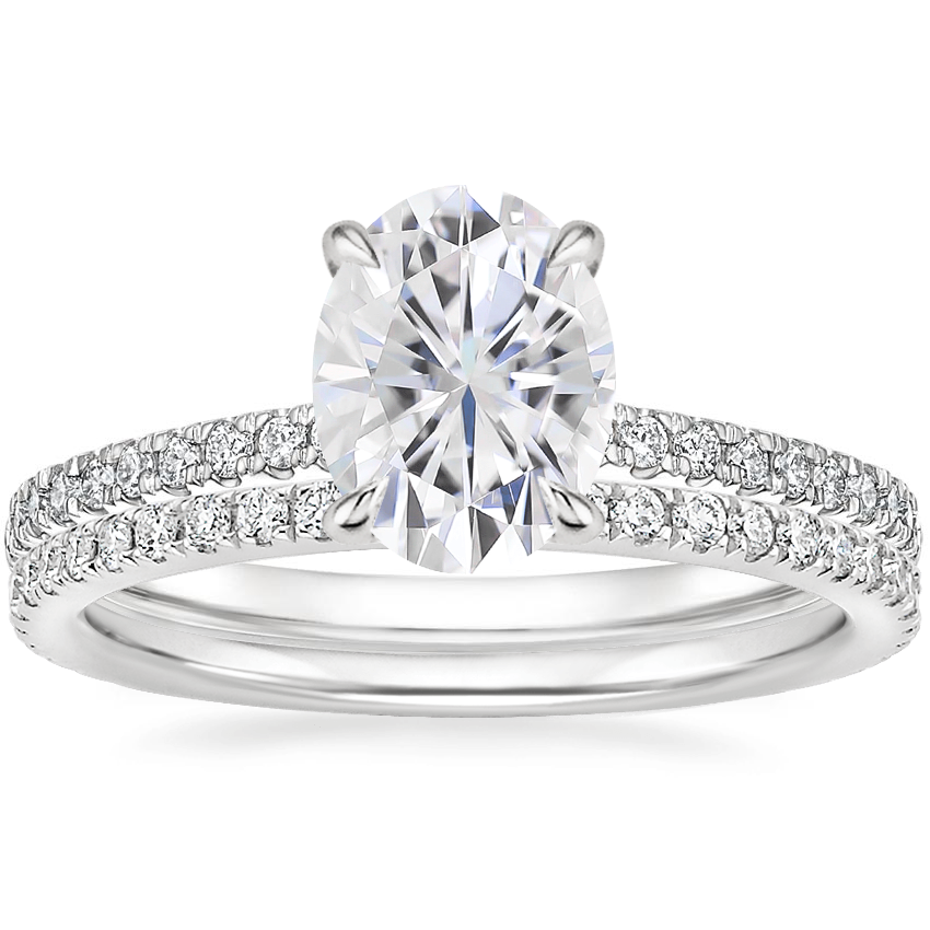 Platinum Petite Demi Diamond Ring (1/5 ct. tw.) with Luxe Ballad Diamond Ring (1/4 ct. tw.)
