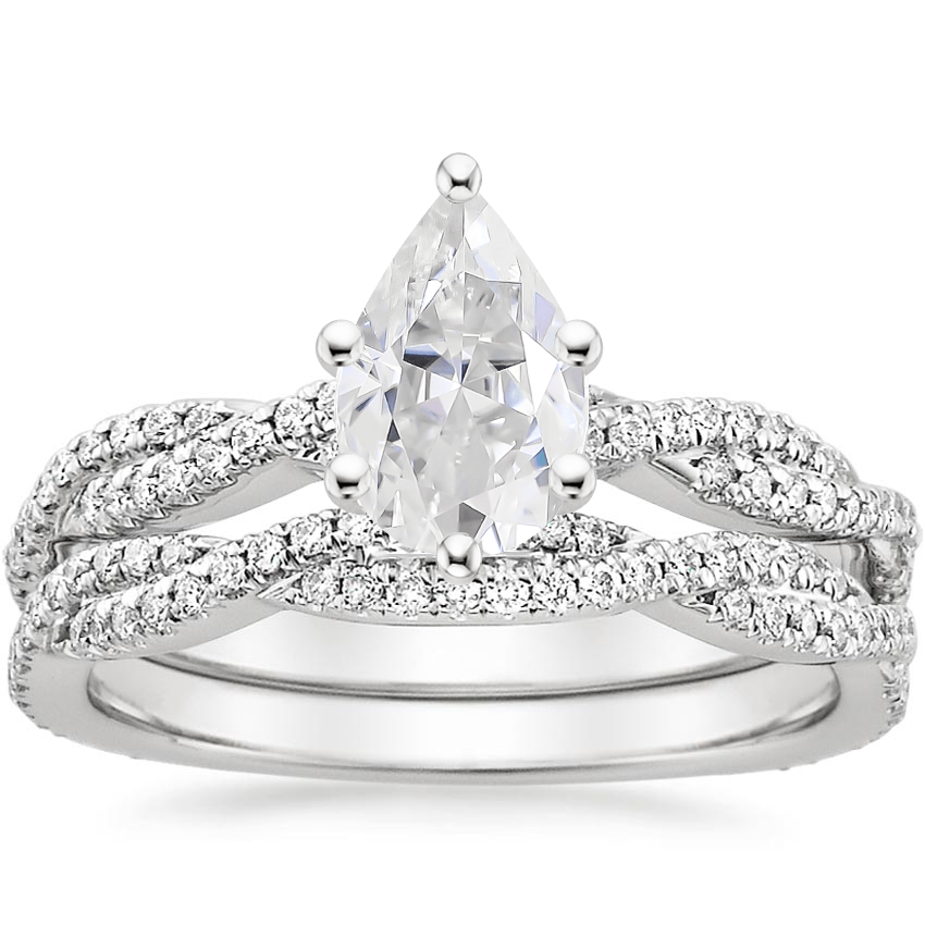18KW Moissanite Petite Luxe Twisted Vine Bridal Set (1/2 ct. tw.), top view
