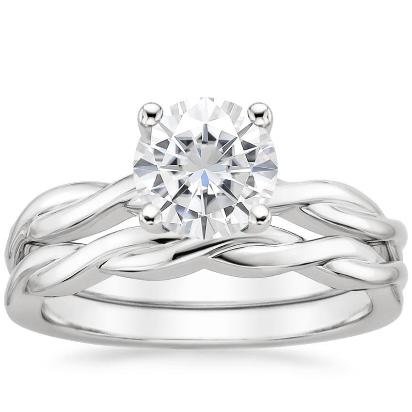 18KW Moissanite Twisted Vine Bridal Set, top view