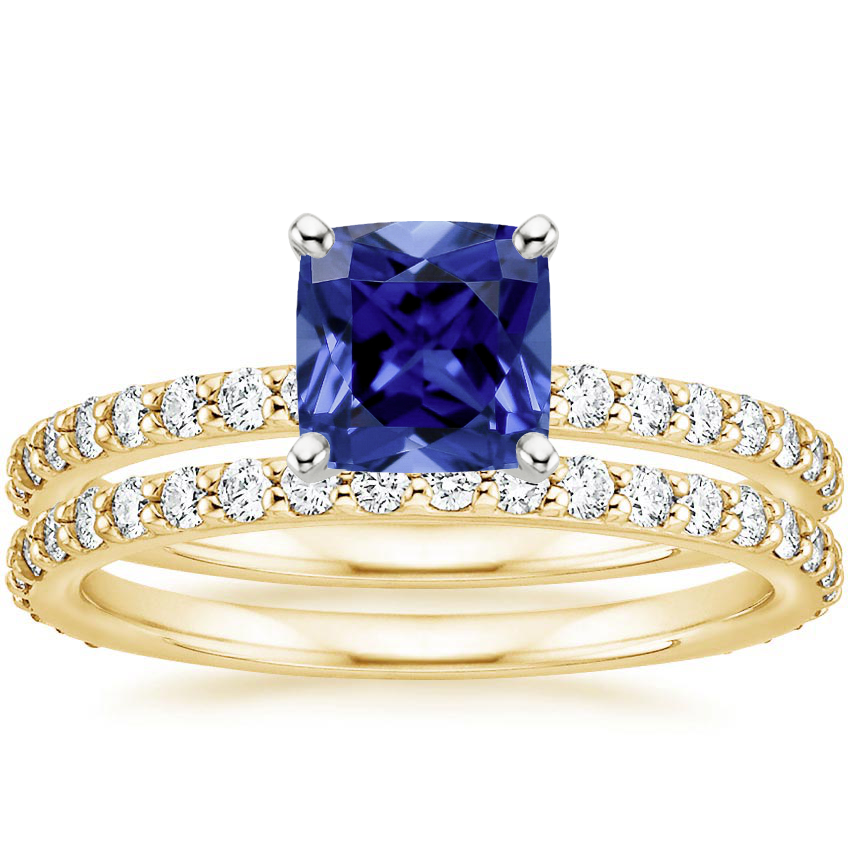 18KY Sapphire Luxe Petite Shared Prong Diamond Bridal Set (3/4 ct. tw.), top view