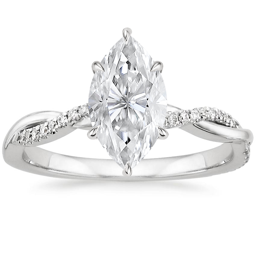 18K White Gold Petite Twisted Vine Diamond Ring (1/8 ct. tw.), large top view