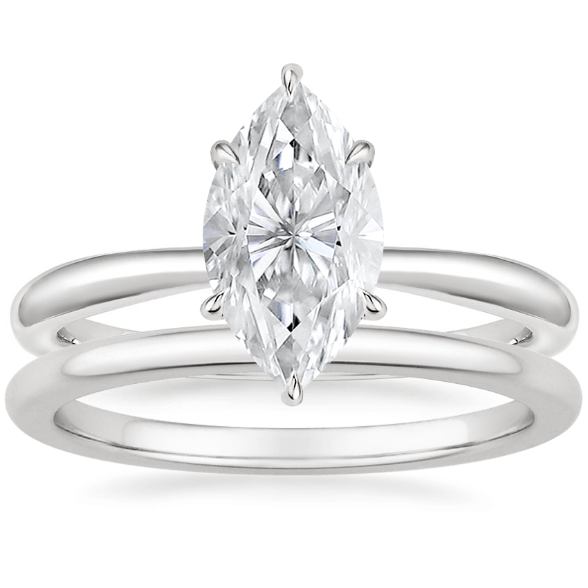 Platinum Freesia Ring with Petite Comfort Fit Wedding Ring
