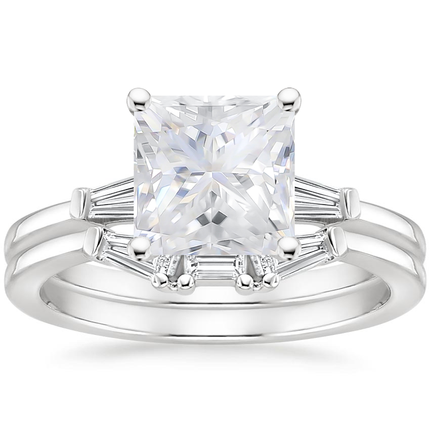 PT Moissanite Tapered Baguette Diamond Bridal Set, top view