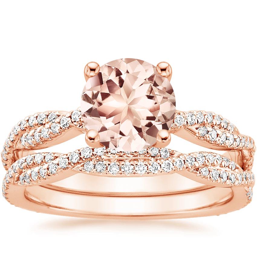 14KR Morganite Petite Luxe Twisted Vine Bridal Set (1/2 ct. tw.), top view