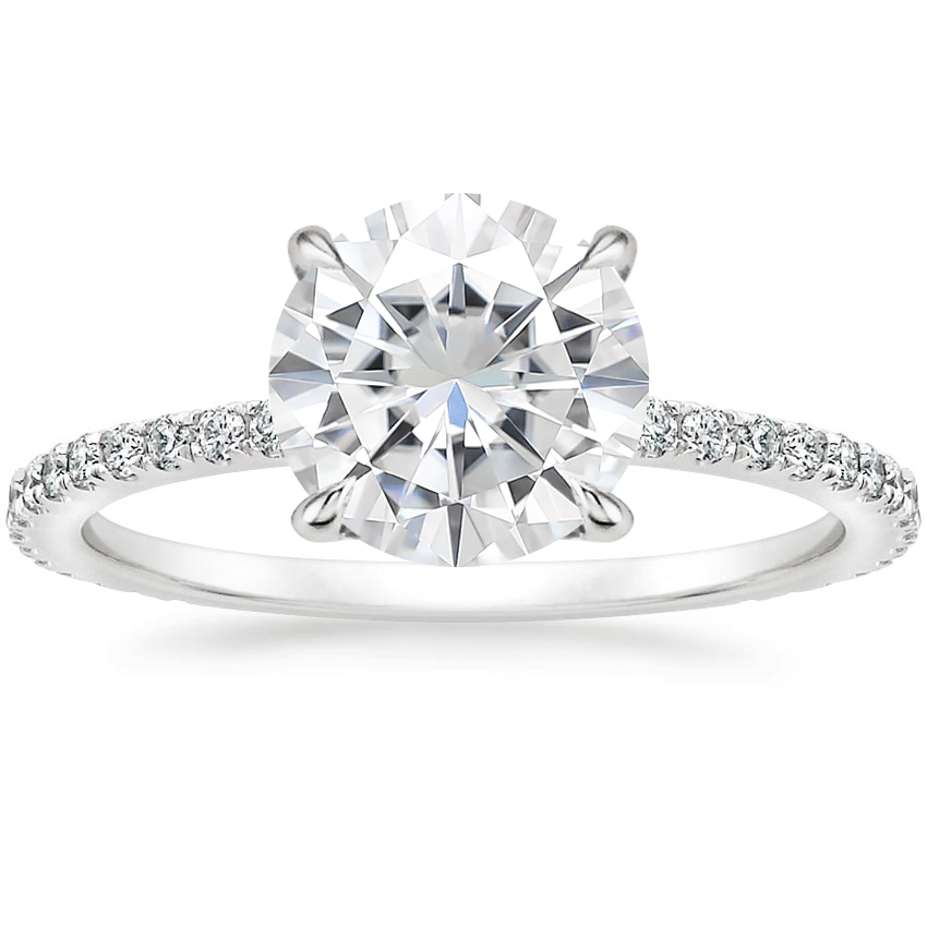 Moissanite Demi Diamond Ring with Sapphire Accents (1/4 ct. tw.) in 18K White Gold