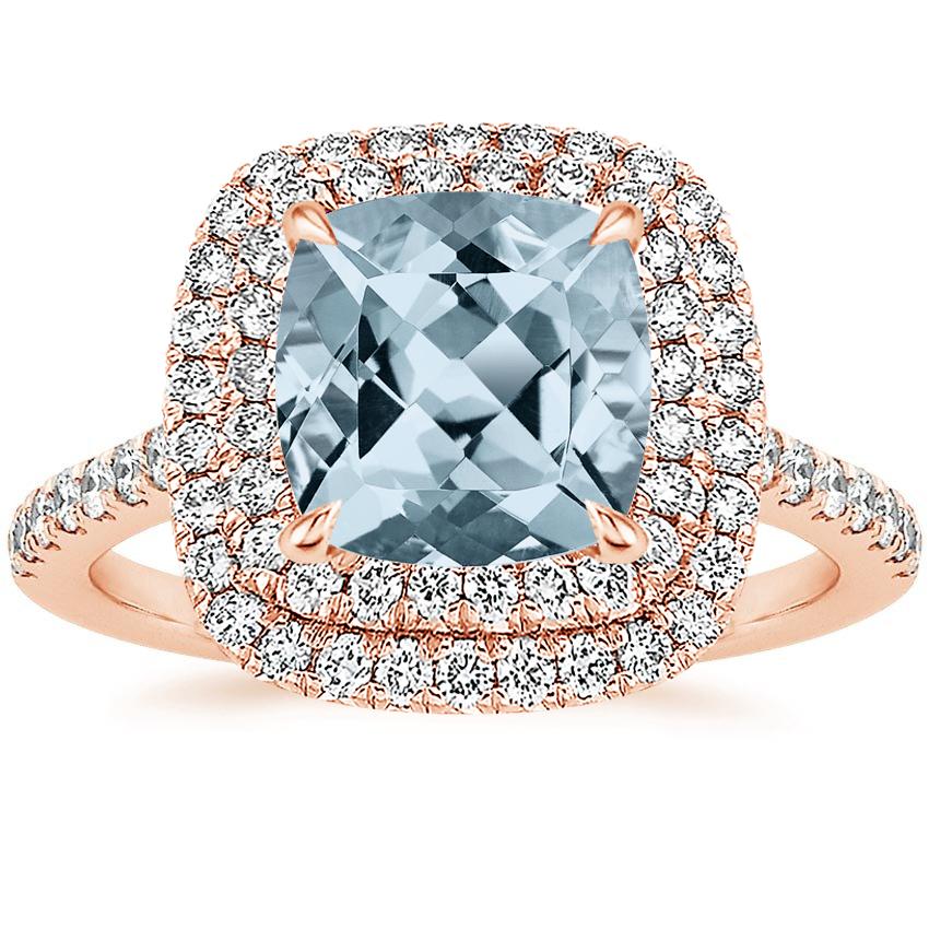 Aquamarine Soleil Diamond Ring (1/2 ct. tw.) in 14K Rose Gold
