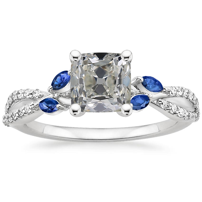 18K White Gold Luxe Willow Sapphire and Diamond Ring (1/8 ct. tw.), large top view
