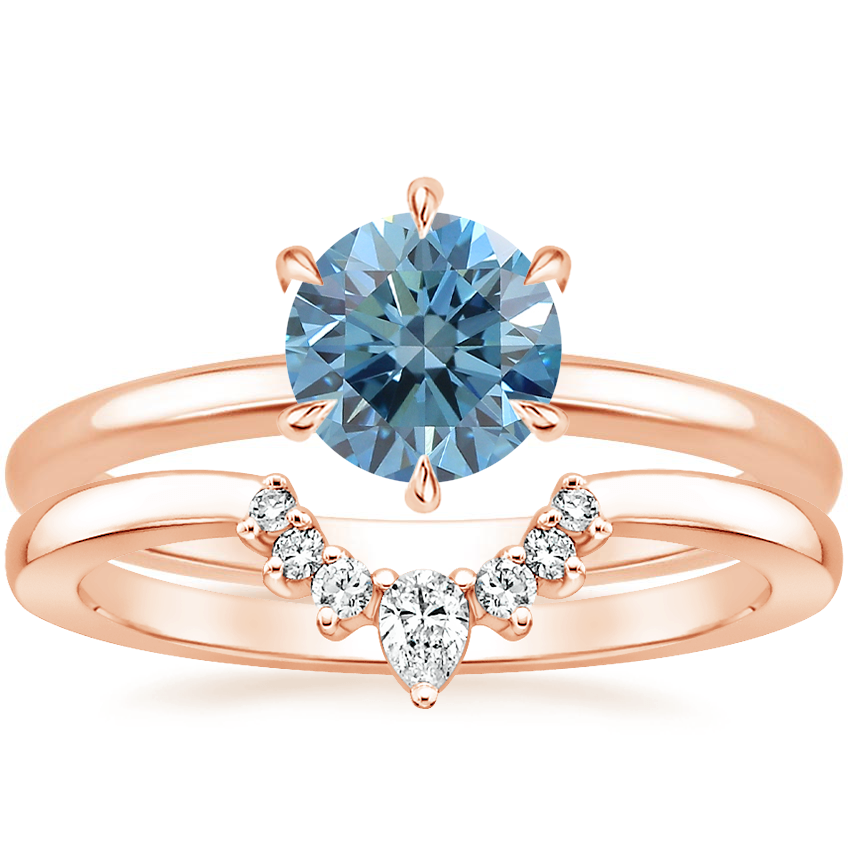 14K Rose Gold Esme Ring with Lunette Diamond Ring