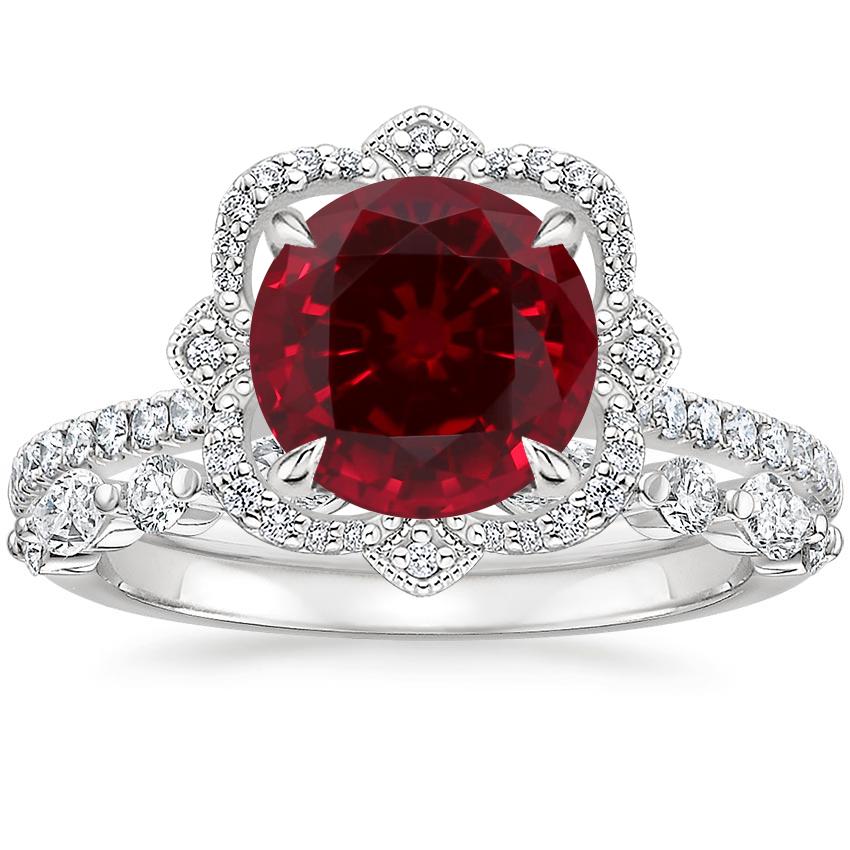 18K White Gold Reina Diamond Ring with Versailles Diamond Ring 3 8 ct. tw