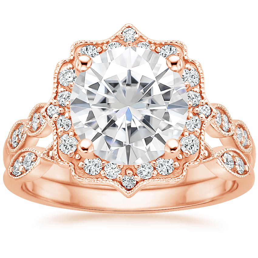 14KR Moissanite Cadenza Halo Diamond Bridal Set (1/4 ct. tw.), top view