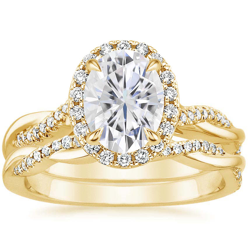 18KY Moissanite Petite Twisted Vine Halo Diamond Bridal Set (1/3 ct. tw.), top view