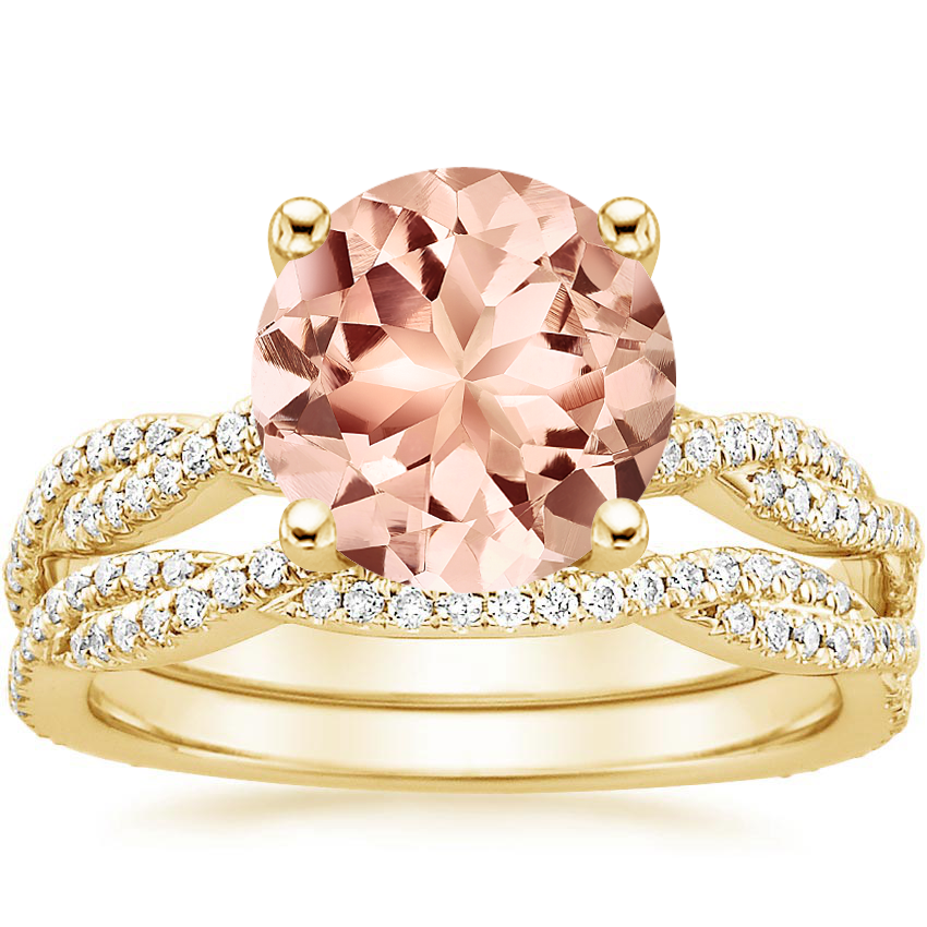 18KY Morganite Petite Luxe Twisted Vine Bridal Set (1/2 ct. tw.), top view