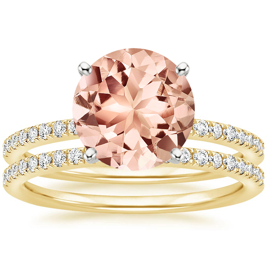 18KY Morganite Ballad Diamond Bridal Set (1/3 ct. tw.), top view