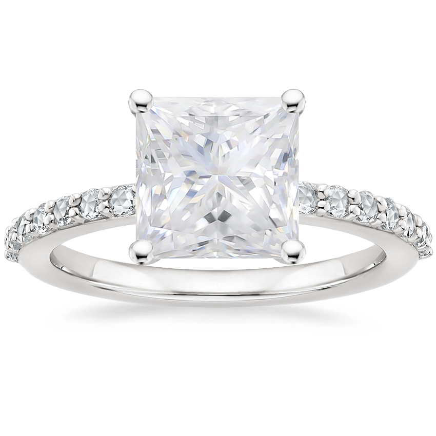 Moissanite Rosabel Rose Cut Diamond Ring in 18K White Gold